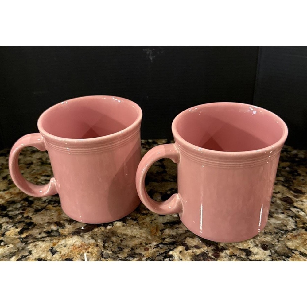 Fiestaware Fiesta Rose Pink Coffee Mugs Mug D Ring Handle Set Of 2 USA HLC
